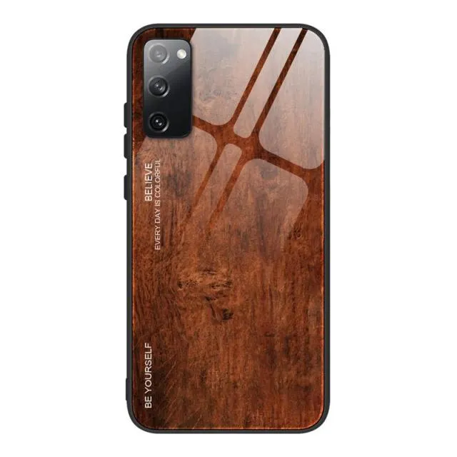 Tempered Glass Wood Grain Protective Cover For Samsung