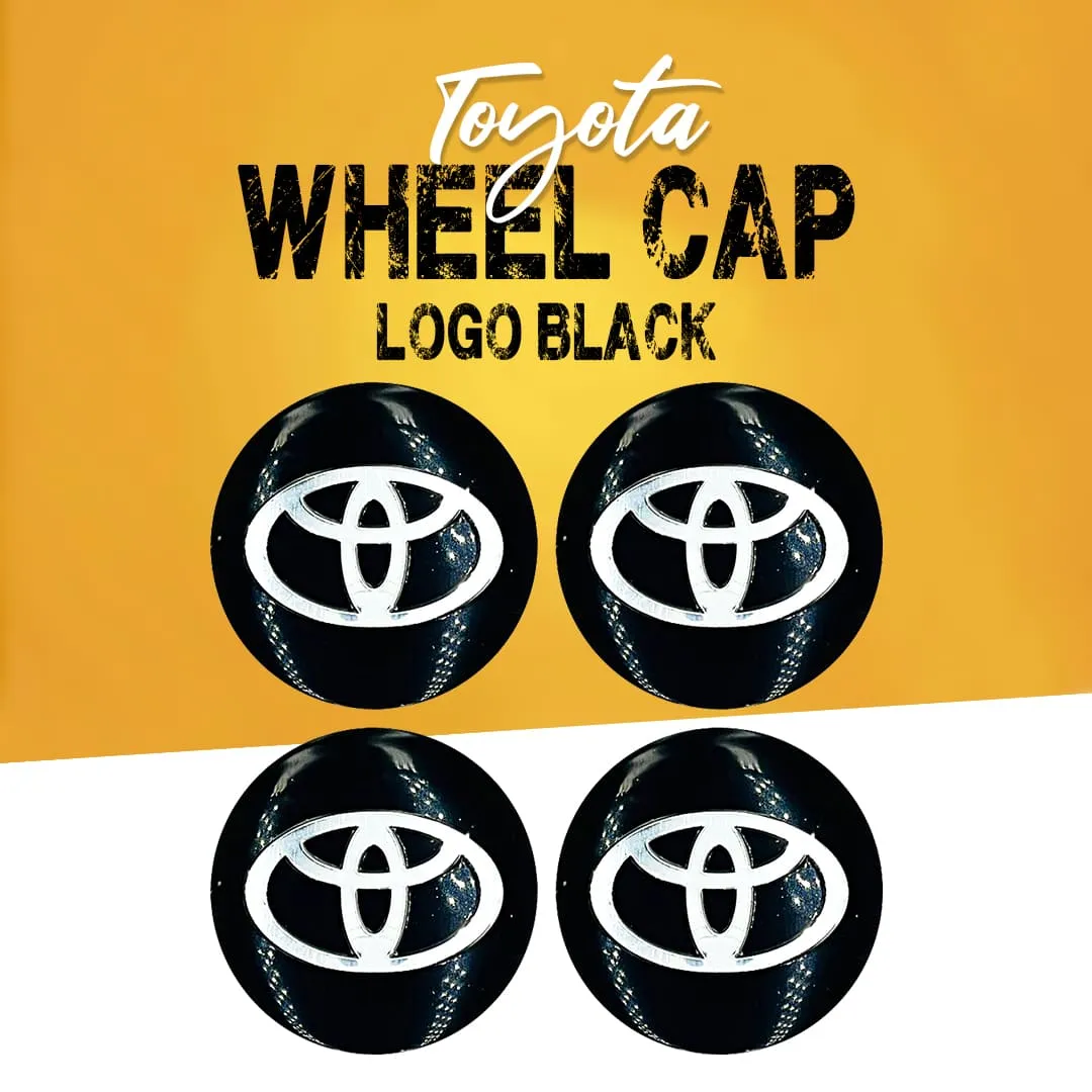 Toyota Wheel Cap Logo Black - 4 Pieces - Center Hub Badge