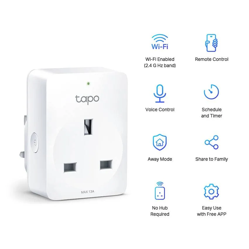 TP-Link Tapo P100 Mini Smart Wi-Fi Socket 2.4 GHz Wi-Fi networking, Bluetooth 4.2 (2件裝) (onboarding only)