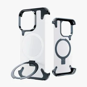 Transparent Frameless Armoured Case with Kickstand - Blue