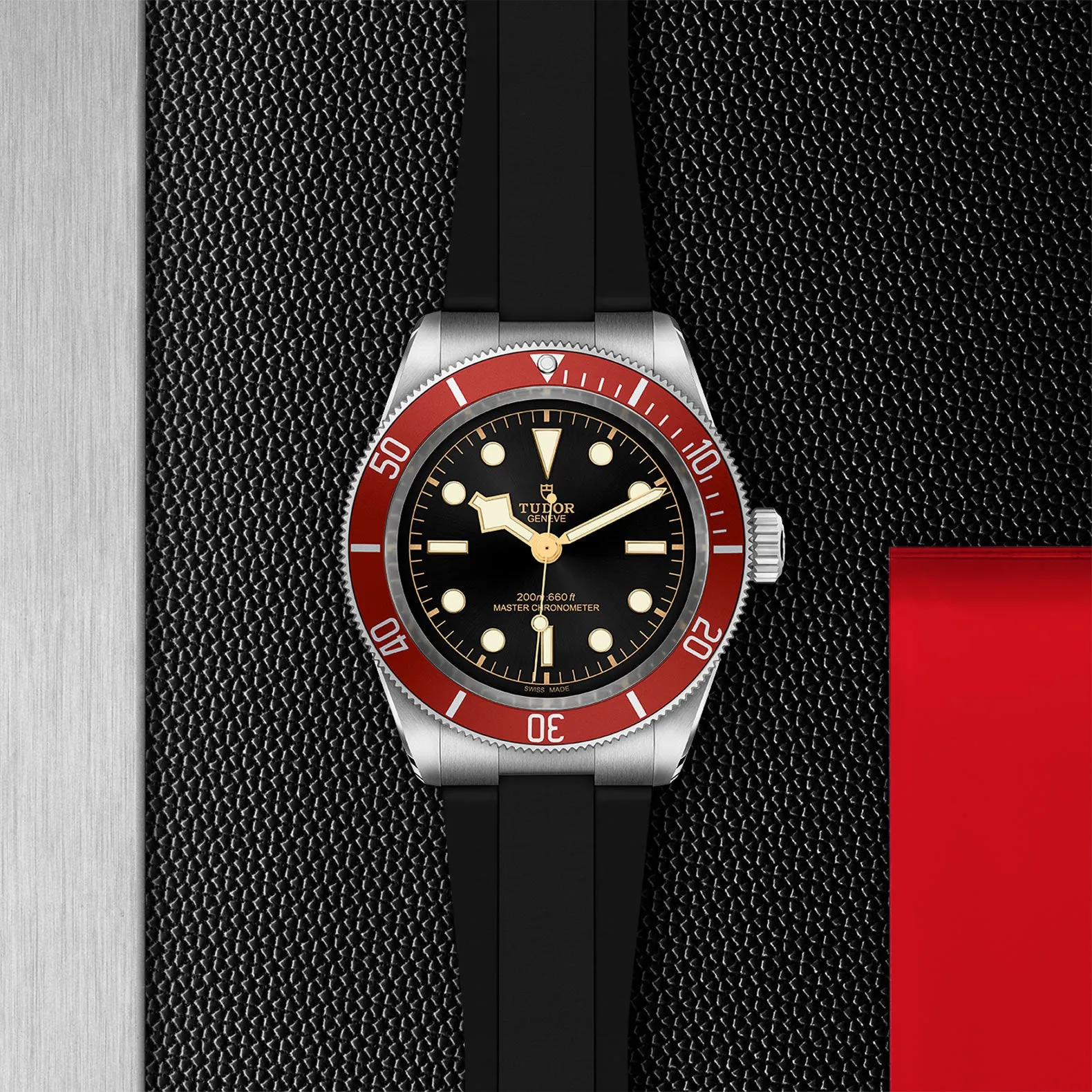 TUDOR Black Bay, 41mm steel case, Black rubber strap