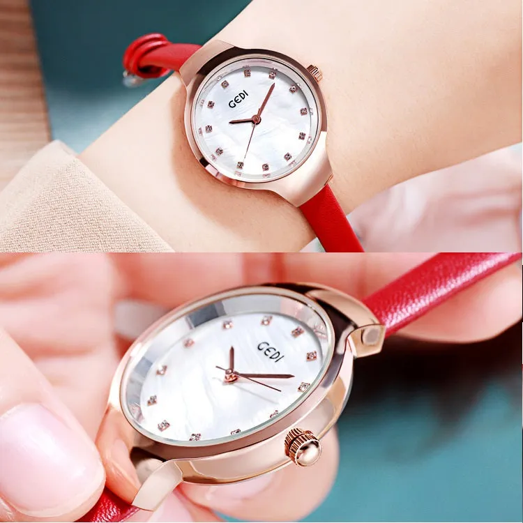 Ultra-shin Leather Strap Women's Watch