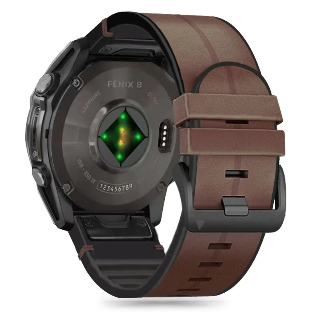 Universal Garmin 26mm QuickFit Rem Tech-Protect Læder Belagt Silikone Rem - Brun