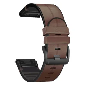 Universal Garmin 26mm QuickFit Rem Tech-Protect Læder Belagt Silikone Rem - Brun