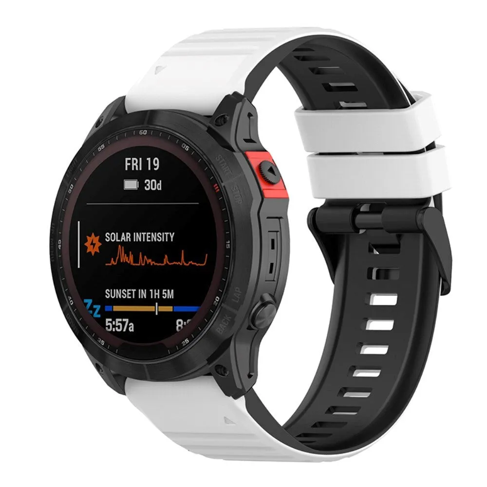 Universal Garmin 26mm Riflet Silikone Rem m. Værktøj - Hvid / Sort