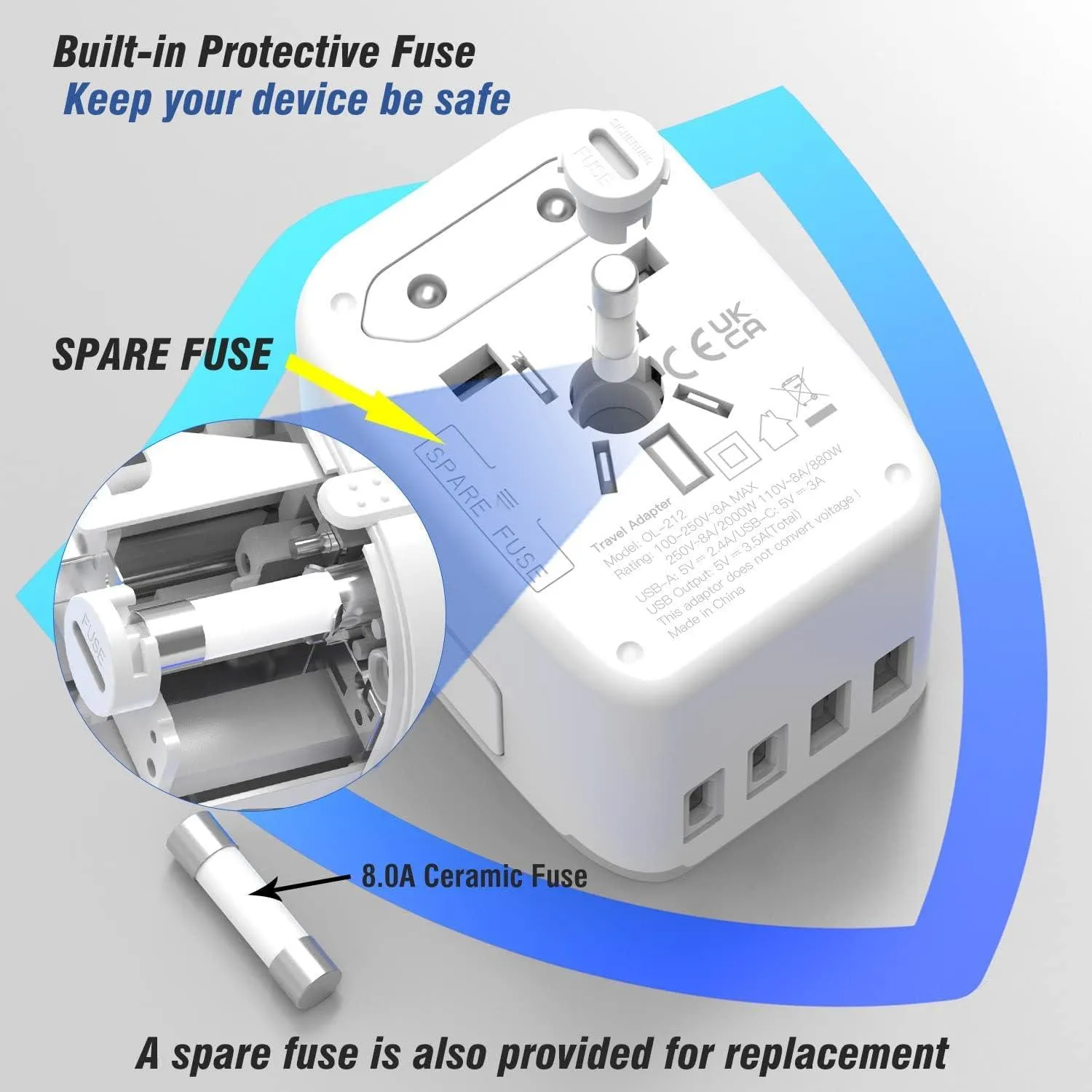 Universal International Power Travel Plug Adapter, 5 in 1