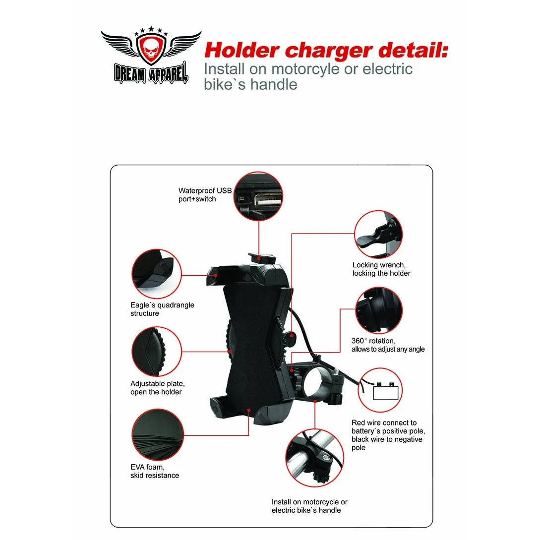 USB holder charger for motorcycle / electric bike