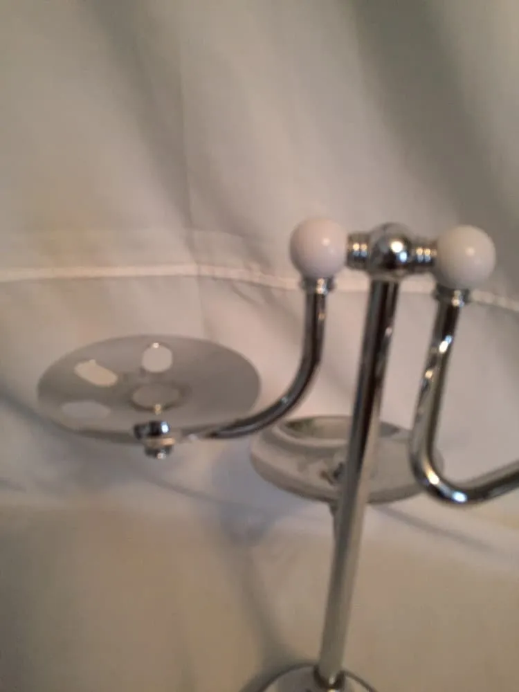 Vintage Reproduction chrome and Porcelain Soap/ Toothbrush / Hand towel Holder