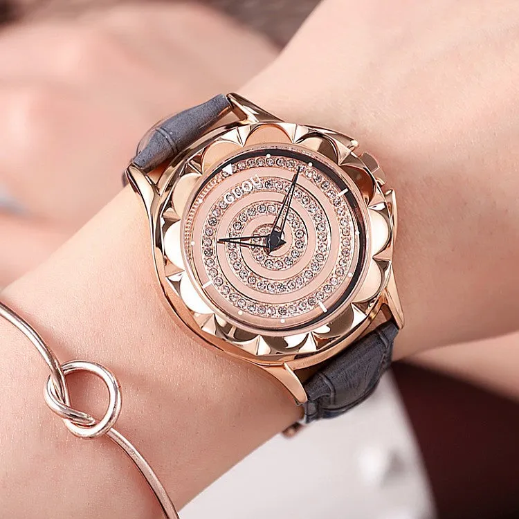 Vortex-shaped Rotatable Women's Watch