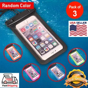 Waterproof Bag Phone Pouch Cover Mobile Case for Beach Outdoor Swimming (random color) pack of 3