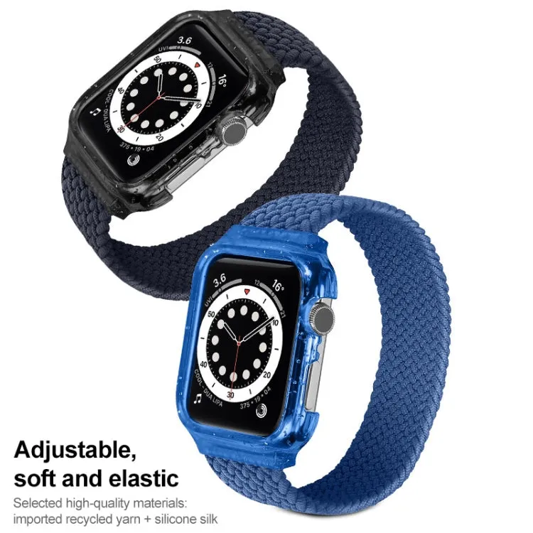 Weave Wrist Strap Watch Bands with Frame For Apple Watch Series 9&8&7 41mm / SE 3&SE 2&6&SE&5&4 40mm / 3&2&1 38mm, Length:155mm(Black)