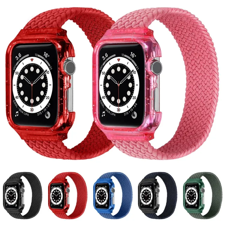 Weave Wrist Strap Watch Bands with Frame For Apple Watch Series 9&8&7 41mm / SE 3&SE 2&6&SE&5&4 40mm / 3&2&1 38mm, Length:155mm(Black)