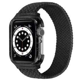 Weave Wrist Strap Watch Bands with Frame For Apple Watch Series 9&8&7 41mm / SE 3&SE 2&6&SE&5&4 40mm / 3&2&1 38mm, Length:155mm(Black)