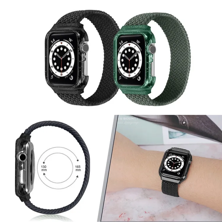 Weave Wrist Strap Watch Bands with Frame For Apple Watch Series 9&8&7 41mm / SE 3&SE 2&6&SE&5&4 40mm / 3&2&1 38mm, Length:155mm(Black)