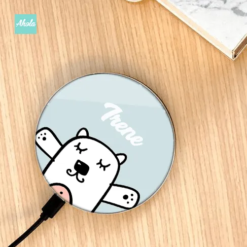 【White Teddy】15W Ultra thin FastWireless Charger Pad 白色小熊名字無線差電板