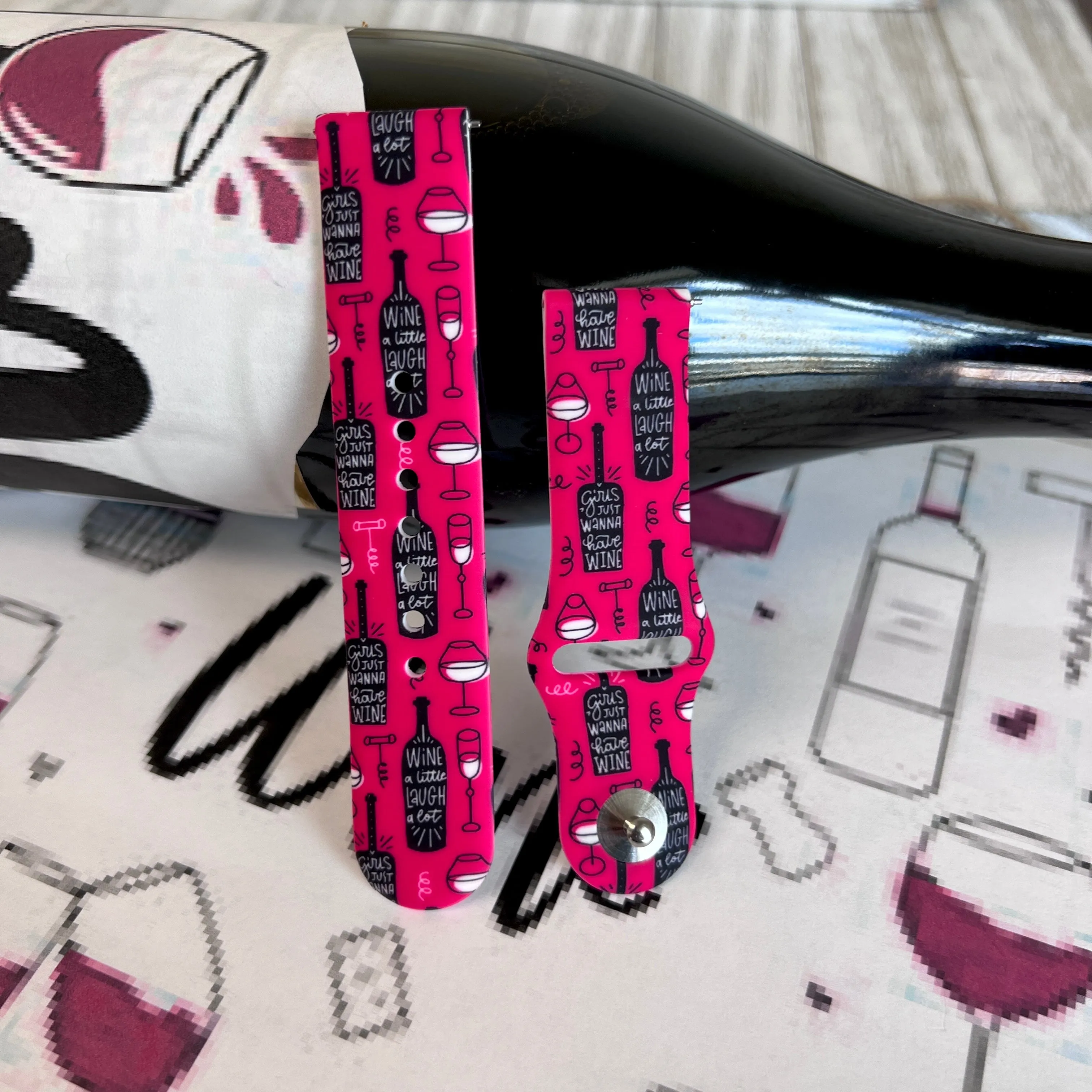 Wine, Love, Laugh Print Silicone Band For Samsung Watch