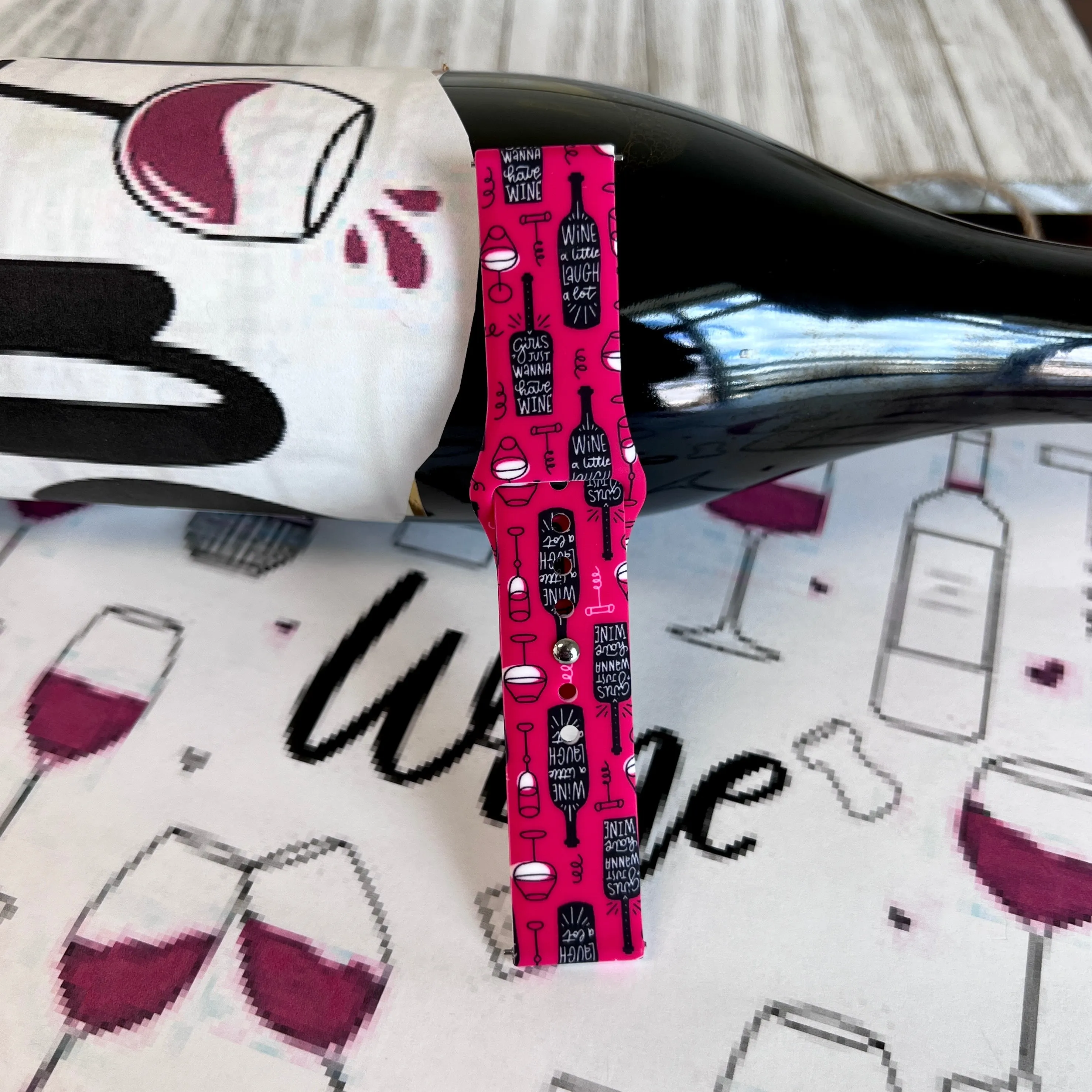 Wine, Love, Laugh Print Silicone Band For Samsung Watch