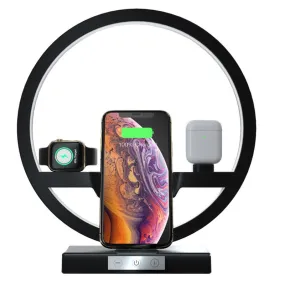 Wireless Charger 3 IN 1 QI Fast Dock for iPhone 11 Pro Max iWatch Airpods Charger Holder LED Lamp