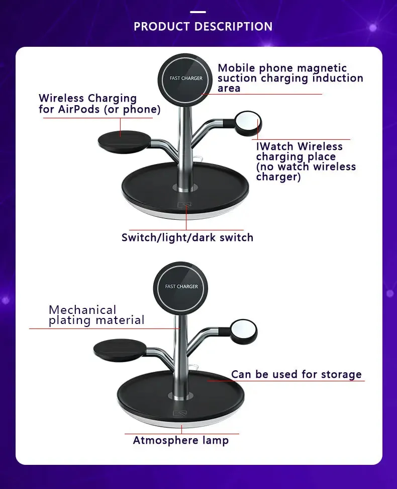 Wireless Charging Stand for Iphone Apple Watch Airpods