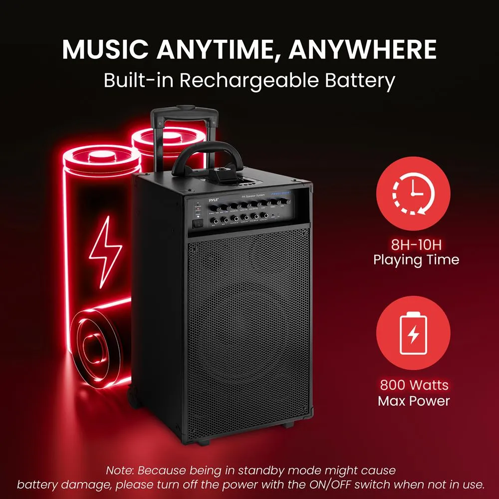 Wireless Portable Bluetooth Pa Speaker System, Built-In Rechargeable Battery, Ipod Dock, 800 Watt