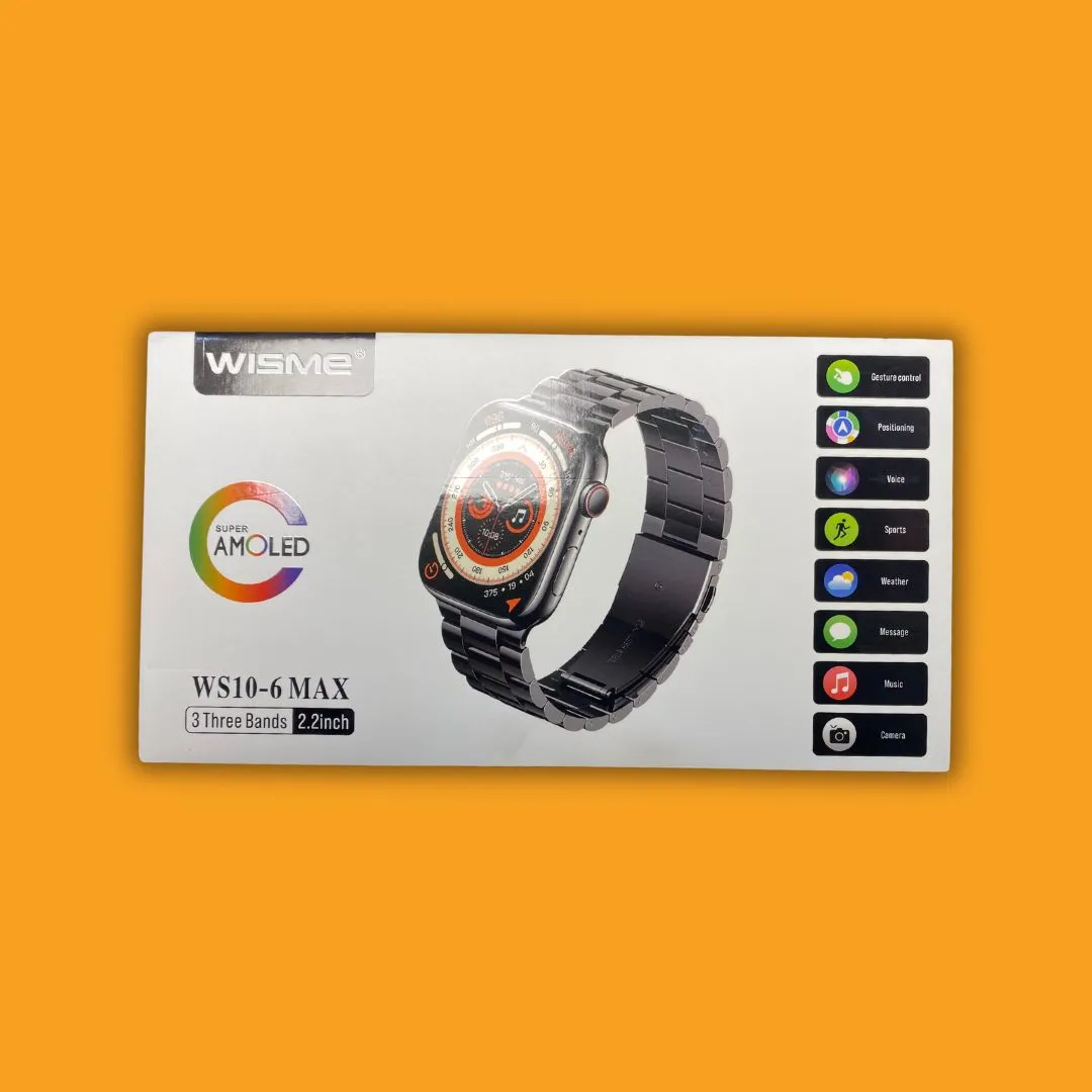 Wisme WS10-6 Max Smartwatch | 2.2” AMOLED Display, 3 Bands, Fitness Tracking & Health Monitoring | NexGen-Grip