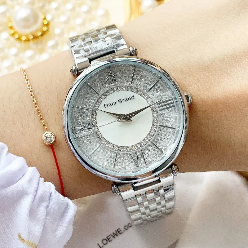 Women's Watch Personality Quicksand Dial stainless steel strap elegant watch