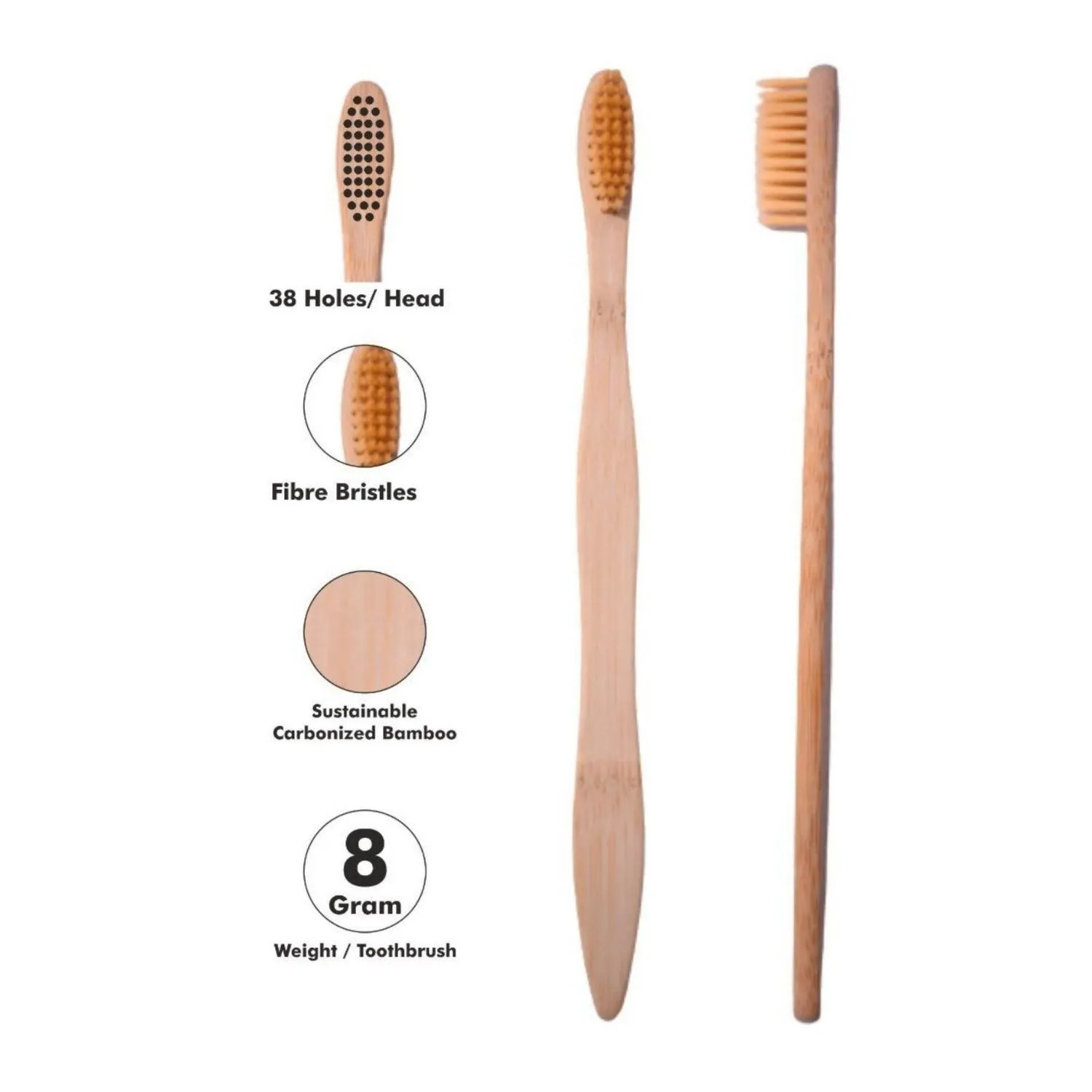 Wooden Bamboo Toothbrush | Pack of 1 | Ultra-Soft Bristles | BPA Free | Biodegradable and Compostable