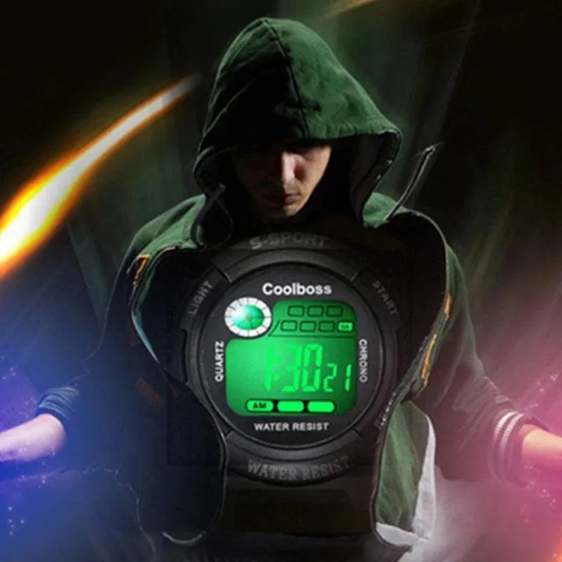 Youthful Military Sports Digital Watch: Active Kids' Stylish Timepiece