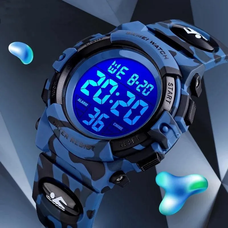 Youthful Military Sports Digital Watch: Active Kids' Stylish Timepiece