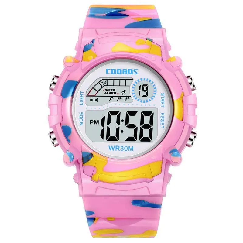 Youthful Military Sports Digital Watch: Active Kids' Stylish Timepiece