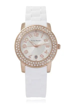 YVES BERTELIN DATE Rose Gold White Crystal Watch