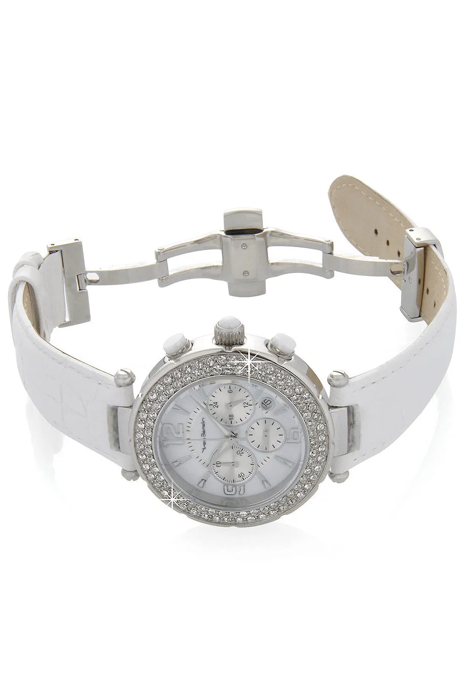 YVES BERTELIN SUIR White Crystal Chronograph Watch