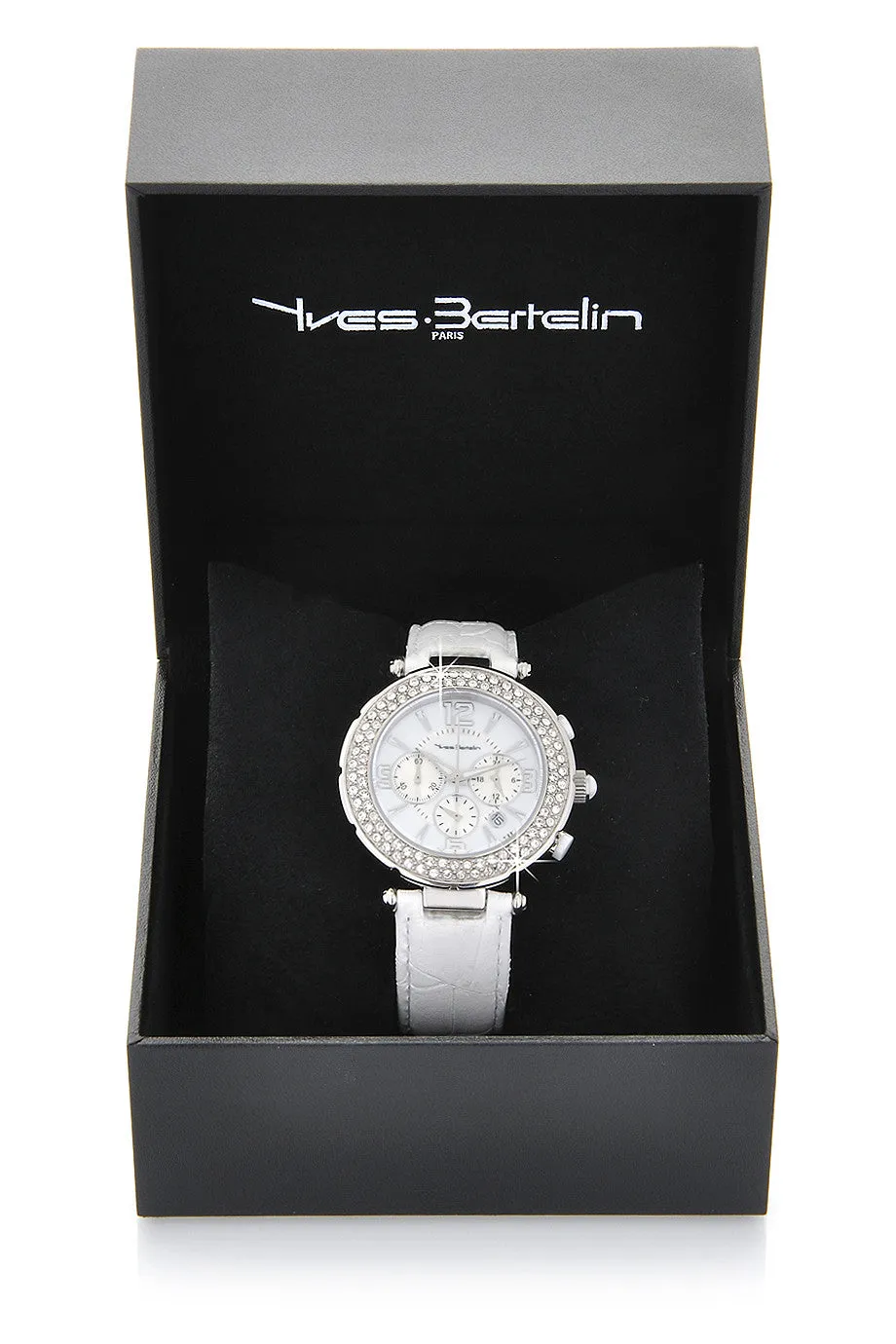 YVES BERTELIN SUIR White Crystal Chronograph Watch