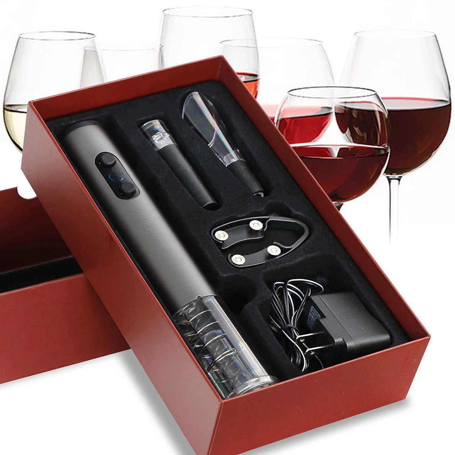 ZENY™ Electric Wine Opener with Chargeer - Cordless Bottle Opener Electric Corkscrew with Foil Cutter