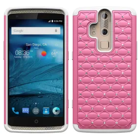 ZTE Axon Pro Rhinestone Case , Slim Hybrid Dual Layer[Shock Resistant] Crystal Rhinestone Studded Case Cover - Pink/White